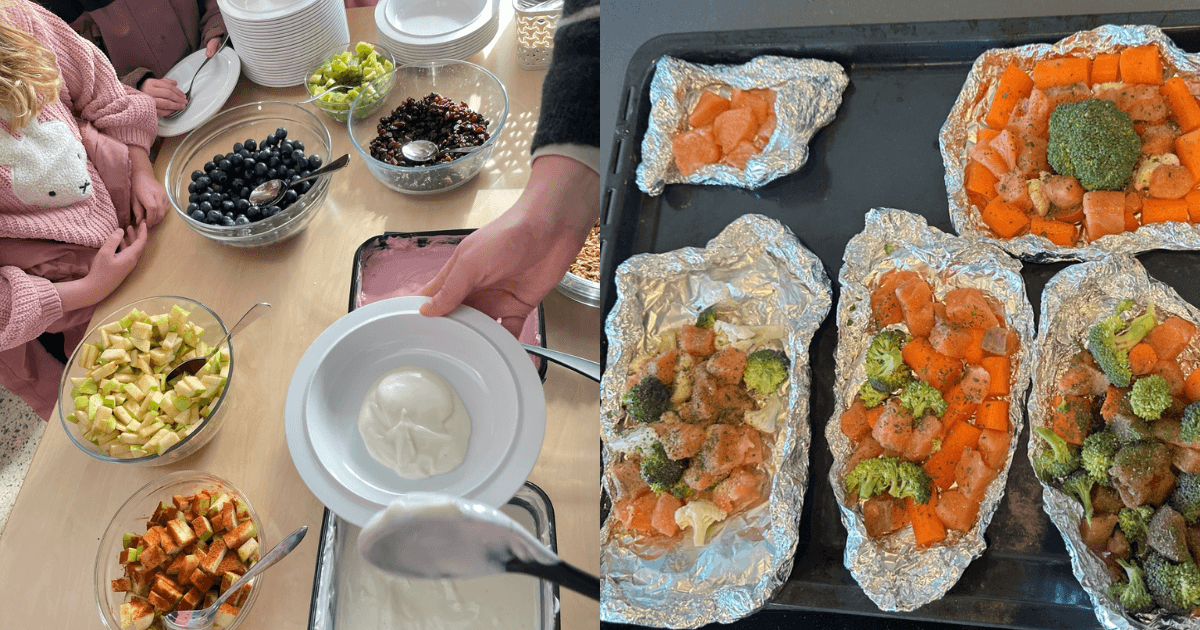 Yoghurtbar og skattekiste med fisk
